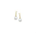 House Collection Stud Earrings Pearl 12 X 8.5 Mm Yellow Gold Shiny