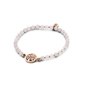 CO88 Collection Beloved 8CB 90222 Stretch Bracelet with Steel Elements - Tree of Life Ø 12 mm - Jade Natural Stone 4 mm - One-size - Off White / Pink / Rose Colored