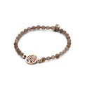 CO88 Collection Beloved 8CB 90225 Stretch Bracelet with Steel Elements - Tree of Life Ø 12 mm - Jade Natural Stone 4 mm - One-size - Brown / Rose colored