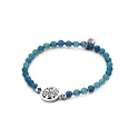 CO88 Collection Beloved 8CB 90226 Stretch Bracelet with Steel Elements - Tree of Life Ø 12 mm - Jade Natural Stone 4 mm - One-size - Blue / Silver