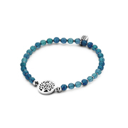 CO88 Collection Beloved 8CB 90226 Stretch Bracelet with Steel Elements - Tree of Life  12 mm - Jade Natural Stone 4 mm - One-size - Blue / Silver