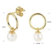 House Collection Earrings Pearl Yellow Gold Shiny 14 mm x 8.5 mm
