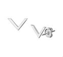 House Collection Ear Studs V White Gold Shiny 5 mm x 8.5 mm