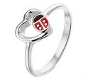 Home Collection Ring Heart Ladybug Silver Rhodium Plated