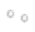 House Collection Ear Studs Zirconia Silver Rhodium Plated Shiny 8 mm x 6.5 mm