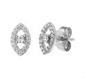 House Collection Ear Studs Zirconia Silver Rhodium Plated Shiny 5.5 mm x 9 mm