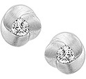 House Collection Earring Studs Zirconia Poli/matt Silver Rhodium Plated Matt Shiny