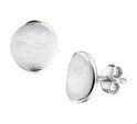 House Collection Ear Studs Scratched Silver Rhodium Plated Shiny 10 mm x 9 mm