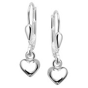 House Collection Earrings Heart Silver Rhodium Plated Shiny 19 mm x 5 mm