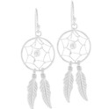House Collection Earrings Dream Catcher Silver Rhodium Plated Shiny 50 mm x 16 mm