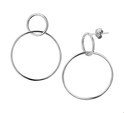 House Collection Earrings Rounds Silver Rhodium Plated Shiny 39 mm x 28 mm
