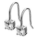 House Collection Earrings French Hook Zirconia Silver Rhodium Plated Shiny