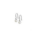 Home Collection Earrings French Hook Pearl And Zirconia Silver Rhodium Plated Shiny 19 mm x 6 mm