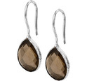 House Collection Earrings French Hook Smoky Quartz Silver Shiny 30 mm x 11.5 mm