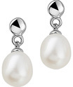 House Collection Earrings Pearl Silver Rhodium Plated Shiny 16 mm x 7 mm