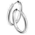 House collection Creoles Round Tube Silver Rhodium Plated Shiny 2 mm x 38 mm