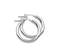 House collection Creoles Round Tube Silver Rhodium Plated Shiny 3 mm x 24 mm