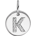 House collection Silver Charm Letter K with zirconia