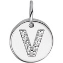 Home Collection Silver Charm Letter V with Zirconia
