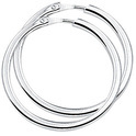 House collection Creoles Square Tube Silver Rhodium Plated Shiny 2 mm x 28 mm