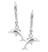 TFT Earrings Dolphin Silver Shiny 22 mm x 10 mm