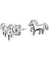 TFT Ear Studs Horse Silver Rhodium Plated Shiny 7.5 mm x 9.5 mm