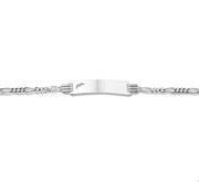 House Collection Engraving Bracelet Silver Heart Figaro Plate 4.8 mm 13 - 15 cm