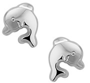 TFT Ear Studs Dolphin Silver Shiny 7.5 mm x 6.5 mm