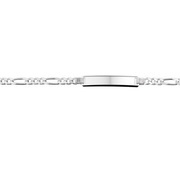 House Collection Engraving Bracelet Silver Figaro Plate 6 mm 19 cm