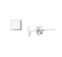 TFT Ear Studs Square Silver Rhodium Plated Shiny 4 mm x 4 mm