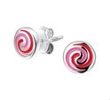 TFT Ear Studs Round Silver Rhodium Plated Shiny