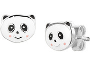 TFT Ear Studs Panda Silver Shiny 6.4 mm x 8 mm