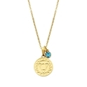 CO88 Collection Chakra 8CN 26053 Steel Necklace with Pendant - Throath Chakra and Crystal - Length 42 + 5 cm - Gold / Blue