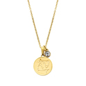 CO88 Collection Zodiac 8CN 26075 Steel Necklace with Pendant - Constellation Pisces - Length 42 + 5 cm - Gold colored