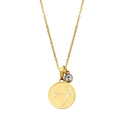 CO88 Collection Zodiac 8CN 26077 Steel Necklace with Pendant - Constellation Taurus - Length 42 + 5 cm - Gold colored