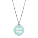 CO88 Collection Zodiac 8CN 26087 Steel Necklace with Pendant - Constellation Pisces 15 mm - Length 42 + 5 cm - Silver / Light Blue
