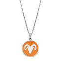CO88 Collection Zodiac 8CN 26088 Steel Necklace with Pendant - Constellation Aries 15 mm - Length 42 + 5 cm - Silver / Dark Orange