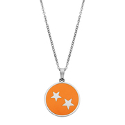 CO88 Collection Zodiac 8CN 26090 Steel Necklace with Pendant - Constellation Gemini 15 mm - Length 42 + 5 cm - Silver / Orange