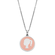 CO88 Collection Zodiac 8CN 26093 Steel Necklace with Pendant - Constellation Virgo 15 mm - Length 42 + 5 cm - Silver / Pastel Pink