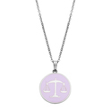 CO88 Collection Zodiac 8CN 26094 Steel Necklace with Pendant - Constellation Libra 15 mm - Length 42 + 5 cm - Silver / Pastel Purple
