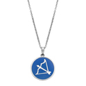 CO88 Collection Zodiac 8CN 26096 Steel Necklace with Pendant - Constellation Sagittarius 15 mm - Length 42 + 5 cm - Silver / Dark Blue