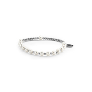 CO88 Collection Elemental 8CB 90312 Stretch Bracelet with Pearls and Steel Beads - One Size - Silver
