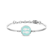 CO88 Collection Zodiac 8CB 90321 Steel Bracelet with Pendant - Constellation Pisces 15 mm - One-size - Silver / Light Blue