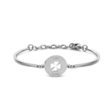 CO88 Collection Inspirational 8CB 90340 Steel Bracelet with Pendant - Clover and I am Lucky 17 mm - One-size - Silver colored