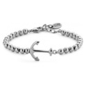 CO88 Collection Elemental 8CB 90371 Steel Bracelet with Beads and Anchor - Steel Beads 5 mm - Length 16.5 + 3 cm - Silver colored