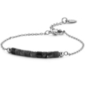 CO88 Collection Serenity 8CB 90378 Steel Bracelet with Beads - Agate 3.8 cm - Length 16.5 + 3 cm - Silver / Black