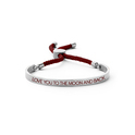 Key Moments 8KM BC0027 Steel Open Bangle with Text and Rope love you to the moon and back Size 58x45 mm Silver / Red