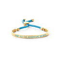 Key Moments 8KM BC0031 Steel Open Bangle with Text and Rope and so the adventure begins Size 58x45 mm Gold colored / Aqua blue