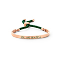 Key Moments 8KM BC0038 Steel Open Bangle with Text and Rope you are beautiful Size 58x45 mm Rose colored / Dark green