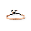 Key Moments 8KM BC0039 Steel Open Bangle with Text and Rope love you Size 58x45 mm Rose colored / Black